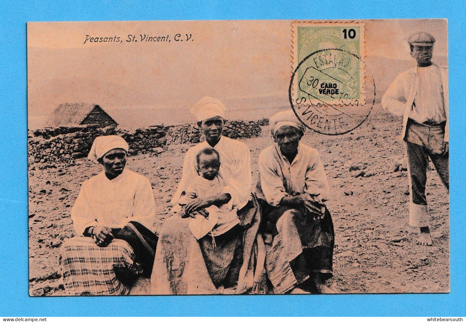 523  AFRICA CABO VERDE  PEASANTS - ST VICENT CABO VERDE  CIRCULATED VIEW POSTCARD POSTAL - Cap Vert