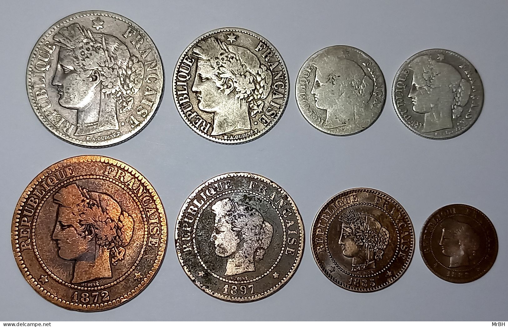 France, Francs/centimes Cérès 1871-1897, Argent (8 Monnaies) - Other & Unclassified