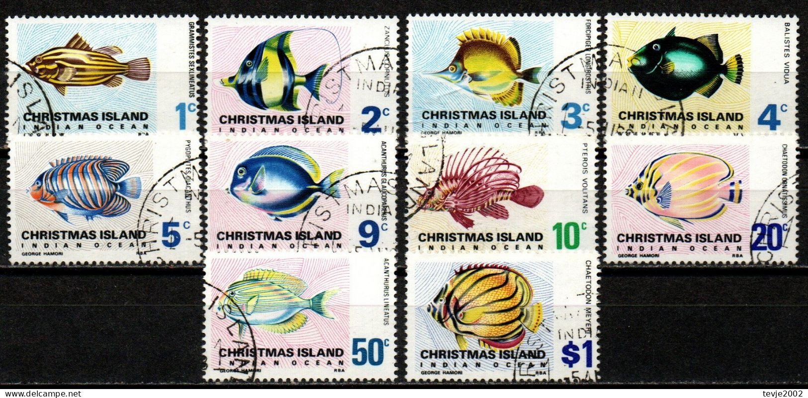 Weihnachtsinseln Christmas Islands 1968 - Mi.Nr. 22 - 31 - Gestempelt Used - Tiere Animals Fische Fishes - Christmas Island