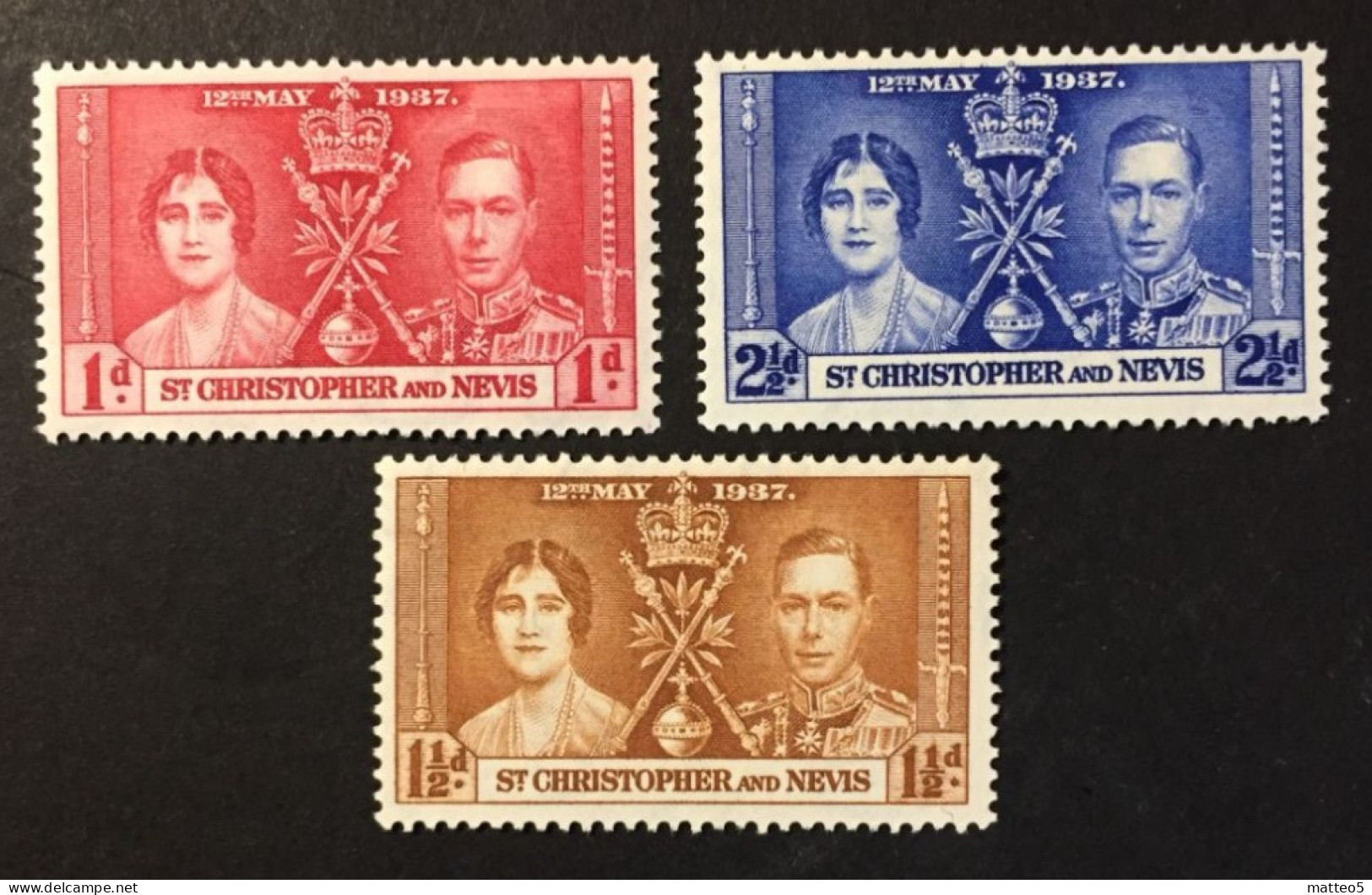 1937 - St. Christopher - Coronation Of King George VII And Queen Elizabeth - Unused - San Cristóbal Y Nieves - Anguilla (...-1980)