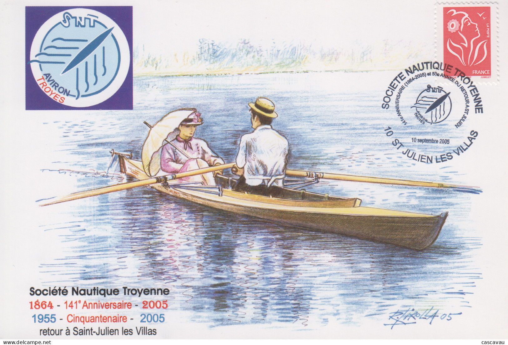 Carte   FRANCE    AVIRON   TROYES    Société   Nautique   Troyenne    SAINT  JULIEN  LES  VILLAS    2005 - Rowing