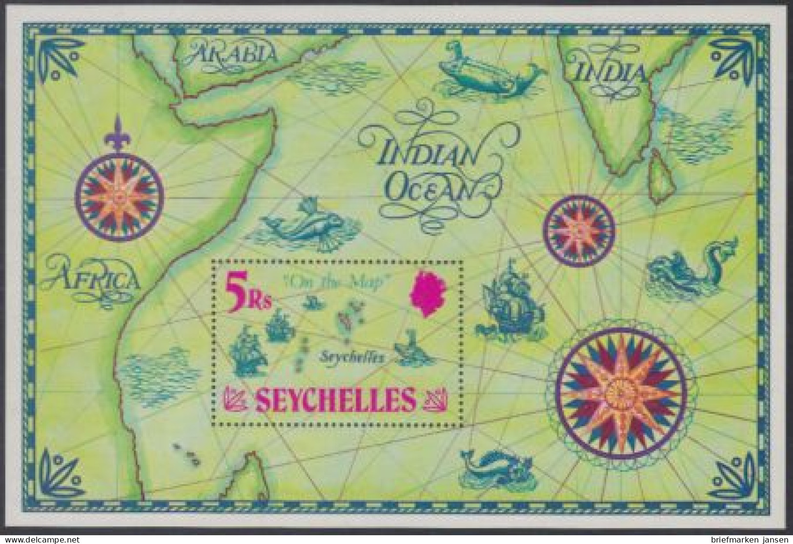 Seychellen Mi.Nr. Block 2 Landkarte Der Seychellen  - Seychelles (1976-...)