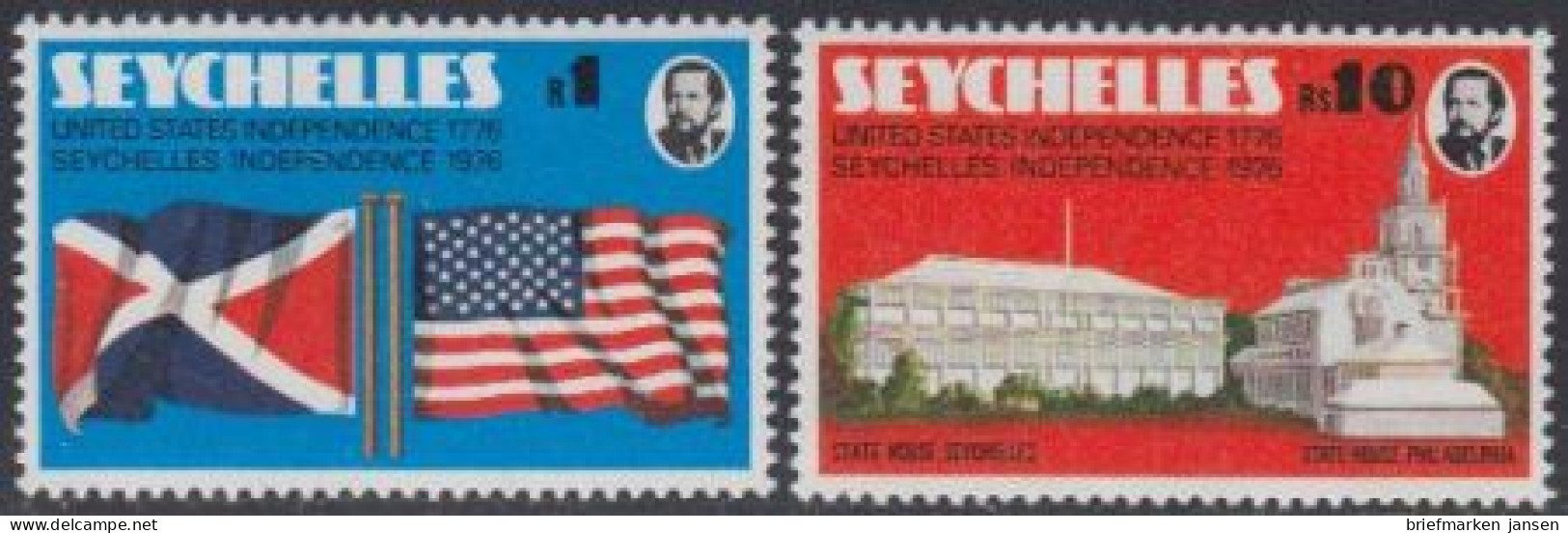 Seychellen Mi.Nr. 356-57 200J. Unabhängigkeit Der USA (2 Werte) - Seychelles (1976-...)