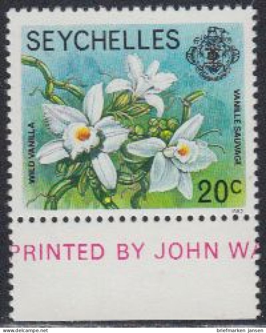 Seychellen Mi.Nr. 397II.III Freim. Fauna Und Flora, Vanilleblüten (20) - Seychellen (1976-...)