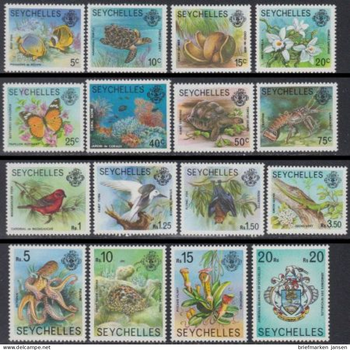 Seychellen Mi.Nr. 394-409I Freim. Fauna Und Flora (16 Werte) - Seychelles (1976-...)