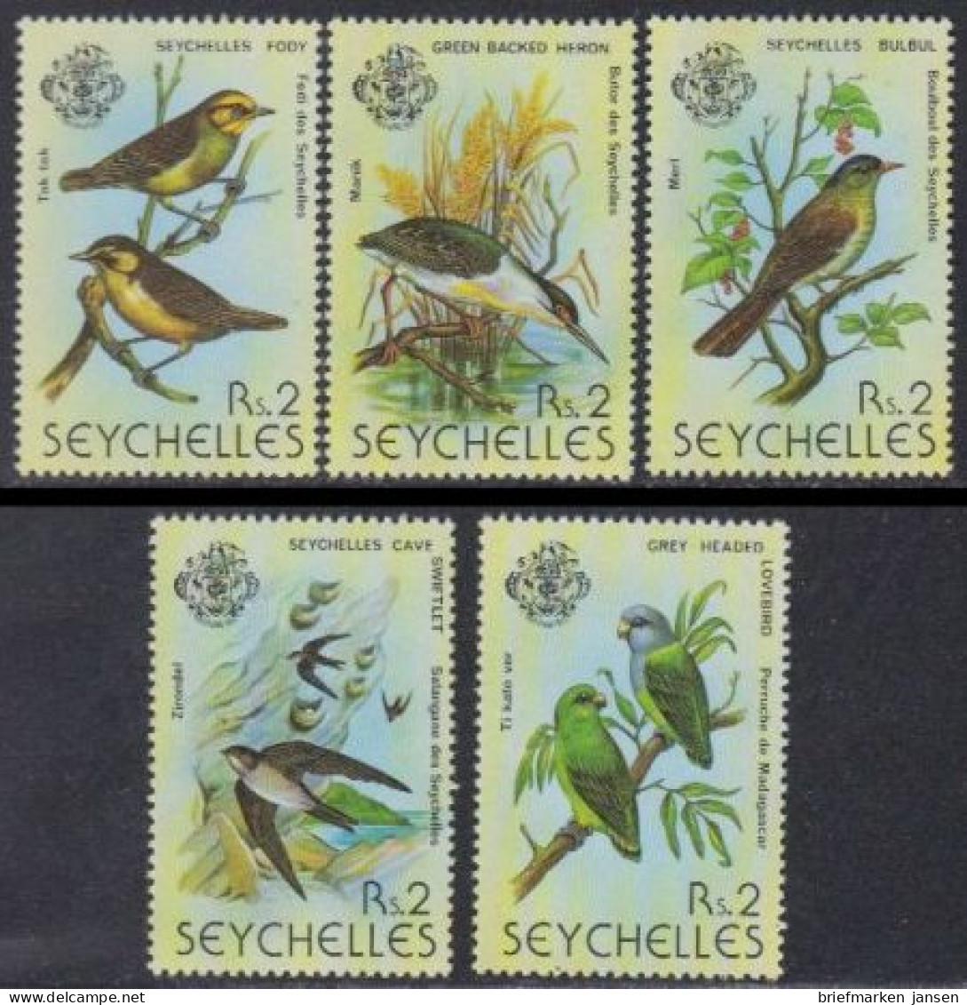 Seychellen Mi.Nr. 430-34 Vögel (5 Werte) - Seychelles (1976-...)