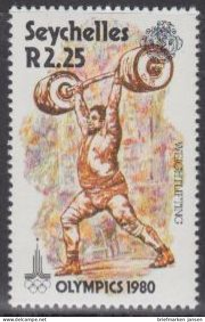 Seychellen Mi.Nr. 462 Olymp. Sommerspiele Moskau, Gewichtheben (2,25) - Seychellen (1976-...)
