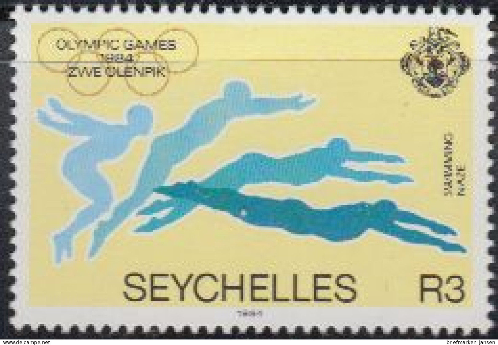 Seychellen Mi.Nr. 565 Olympia 1984 Los Angeles, Schwimmen (3) - Seychelles (1976-...)