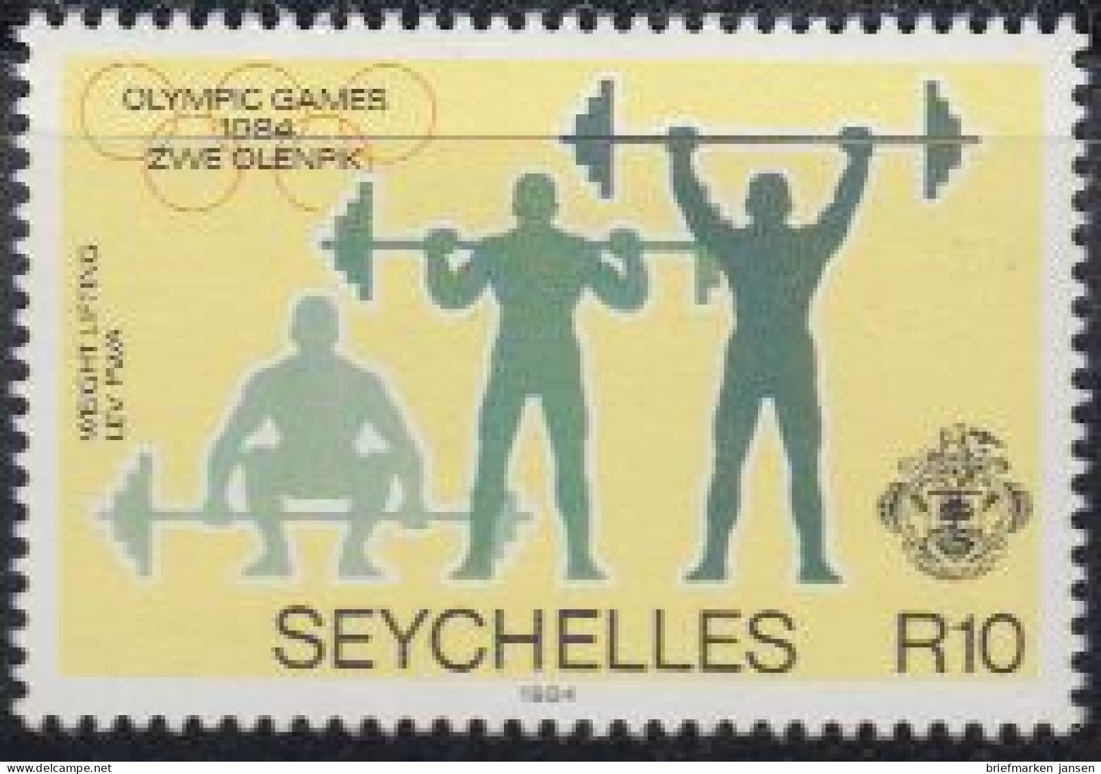 Seychellen Mi.Nr. 566 Olympia 1984 Los Angeles, Gewichtheben (10) - Seychelles (1976-...)