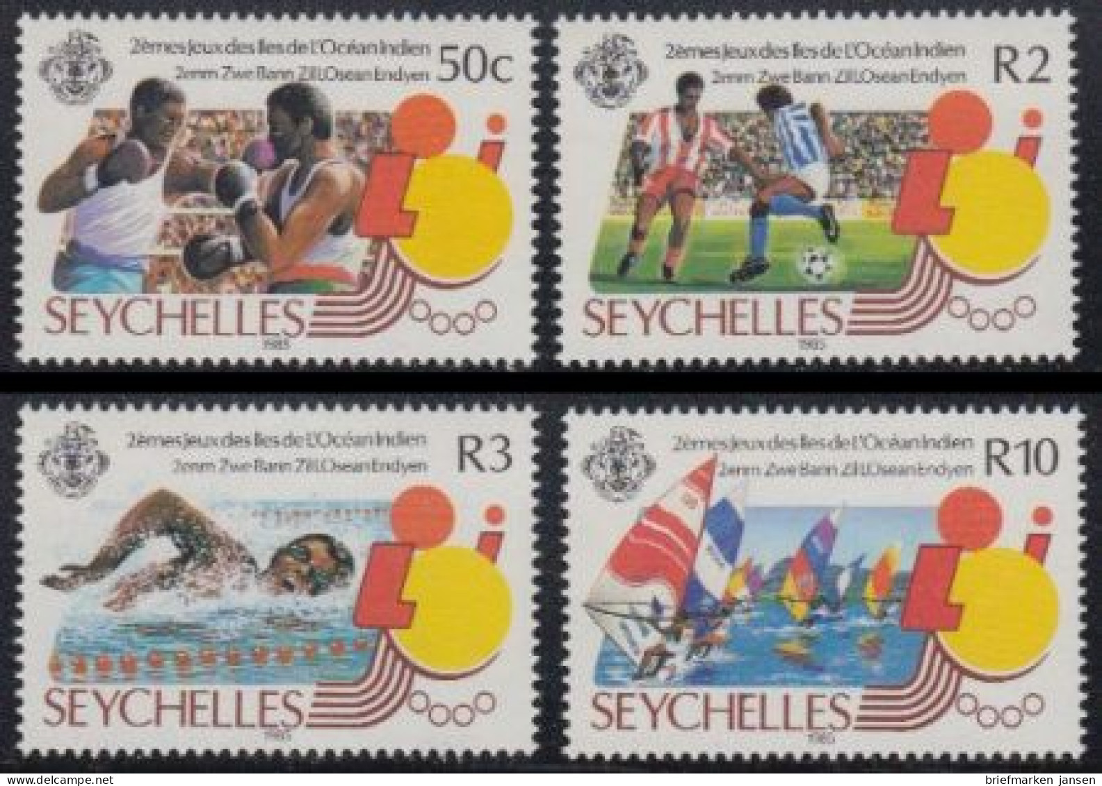 Seychellen Mi.Nr. 588-91 Spiele Der Inseln Des Indischen Ozeans (4 Werte) - Seychelles (1976-...)