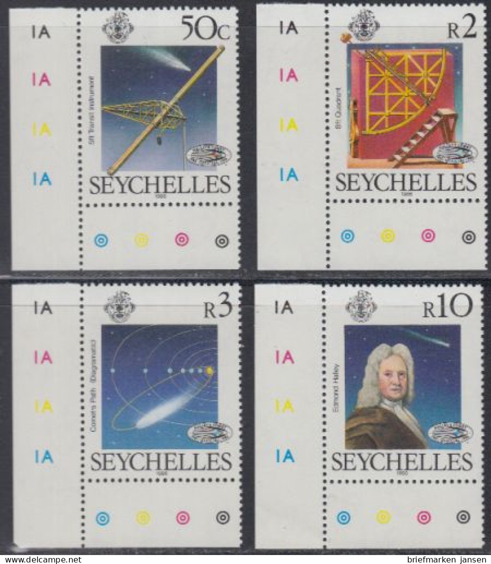 Seychellen Mi.Nr. 601-04 Halleyscher Komet (4 Werte) - Seychelles (1976-...)
