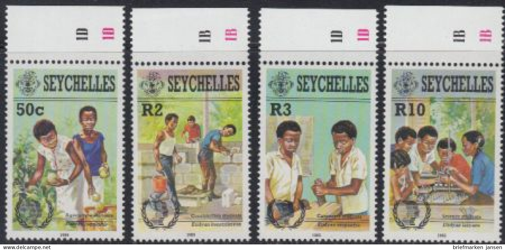 Seychellen Mi.Nr. 593-96 Int. Jahr Der Jugend (4 Werte) - Seychelles (1976-...)