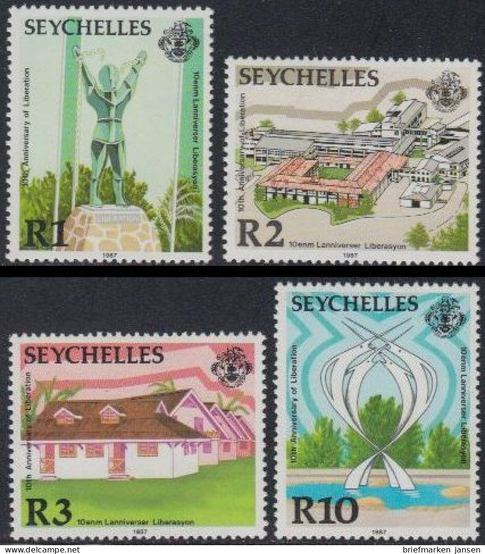 Seychellen Mi.Nr. 637-40 10.Jahrestag Der Befreiung (4 Werte) - Seychellen (1976-...)