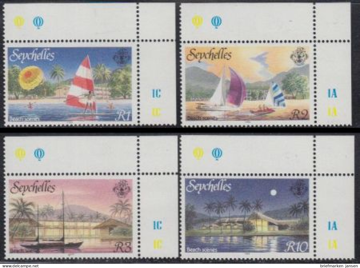 Seychellen Mi.Nr. 653-56 Strandszenen (4 Werte) - Seychelles (1976-...)
