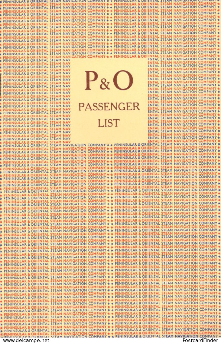 1957 SS Strathmore Oriental Steam Navigation Company P&O Passenger List - Europe