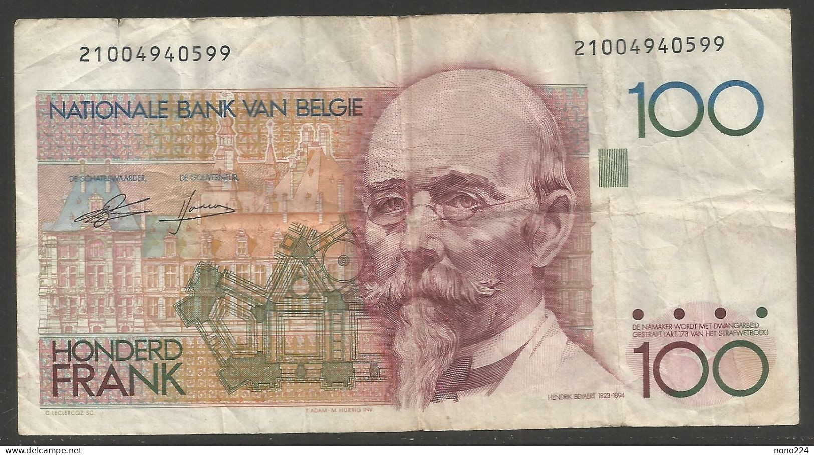 Billet De 1978/81 ( Belgique / 100--Frs ) - 100 Francos