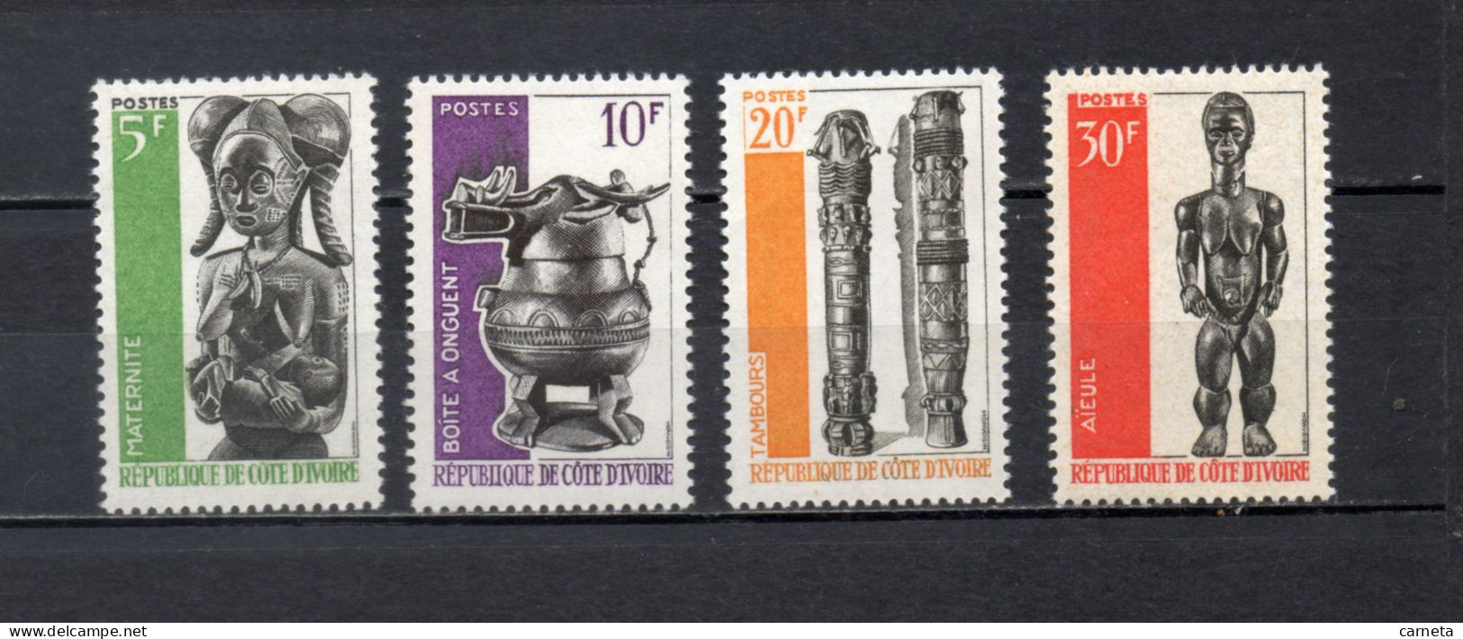 COTE D'IVOIRE N° 244 à 247     NEUFS SANS CHARNIERE COTE 6.00€     FESTIVAL DES ARTS NEGRES - Ivoorkust (1960-...)