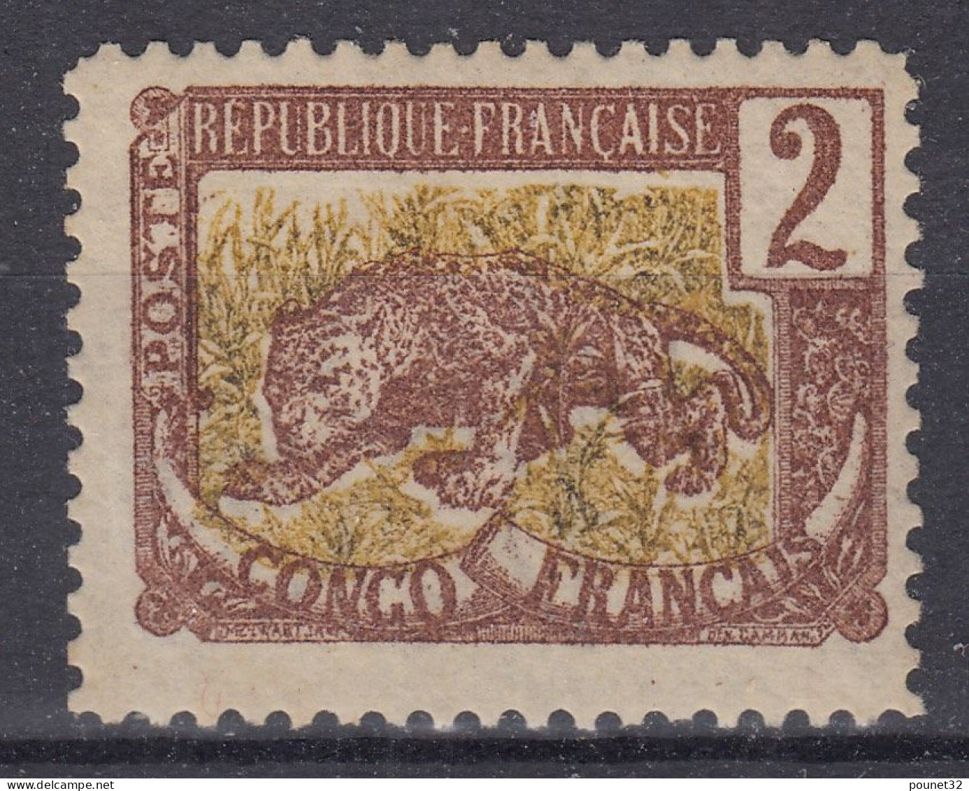 CONGO N° 28c CORNE TRONQUEE & VARIETE COULEUR NEUF * GOMME TRACE DE CHARNIERE - Neufs