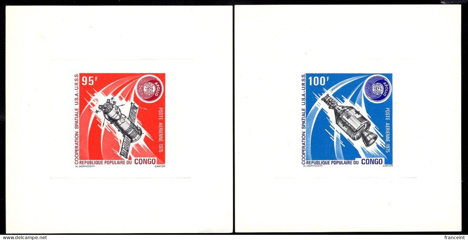 CONGO(1975) Apollo-Soyuz Space Station. Pair Of Miniature Deluxe Sheets. Scott Nos C206-7, Yvert Nos PA208-9. - Other & Unclassified