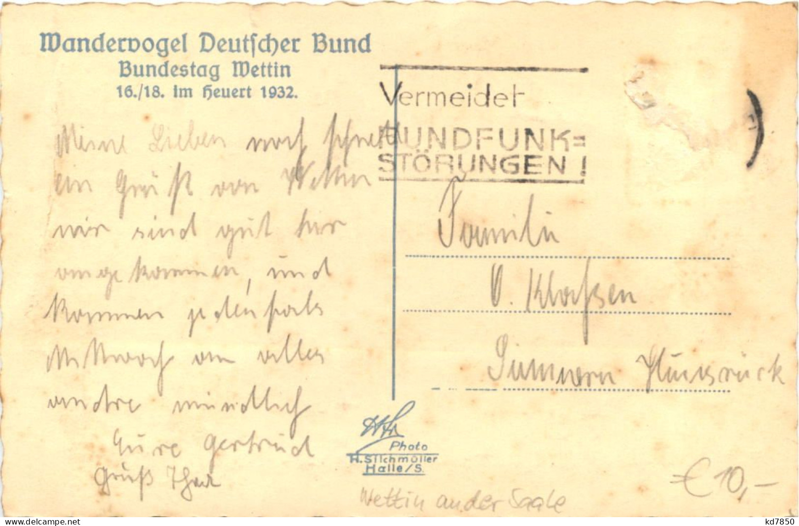 Wettin - Bundestag Wandervogel Deutscher Bund 1932 - Wettin