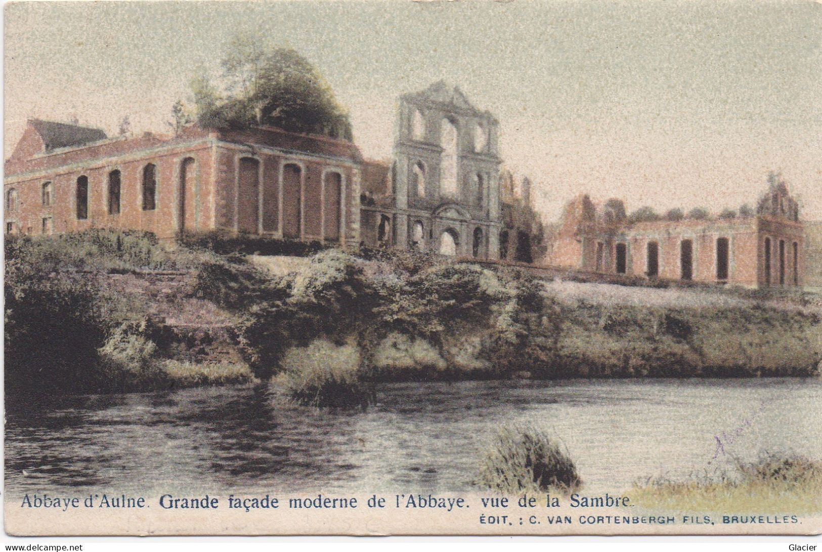 Abbaye D' Aulne - Grande Façade Moderne De L' Abbaye - Vue De La Sambre - Colorisé - Thuin