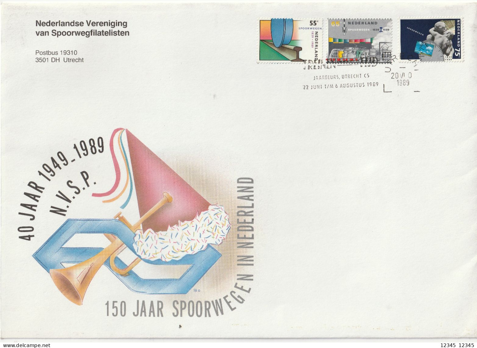 Nederland 1989, Letter Unused, 150 Years Of Railways - Lettres & Documents