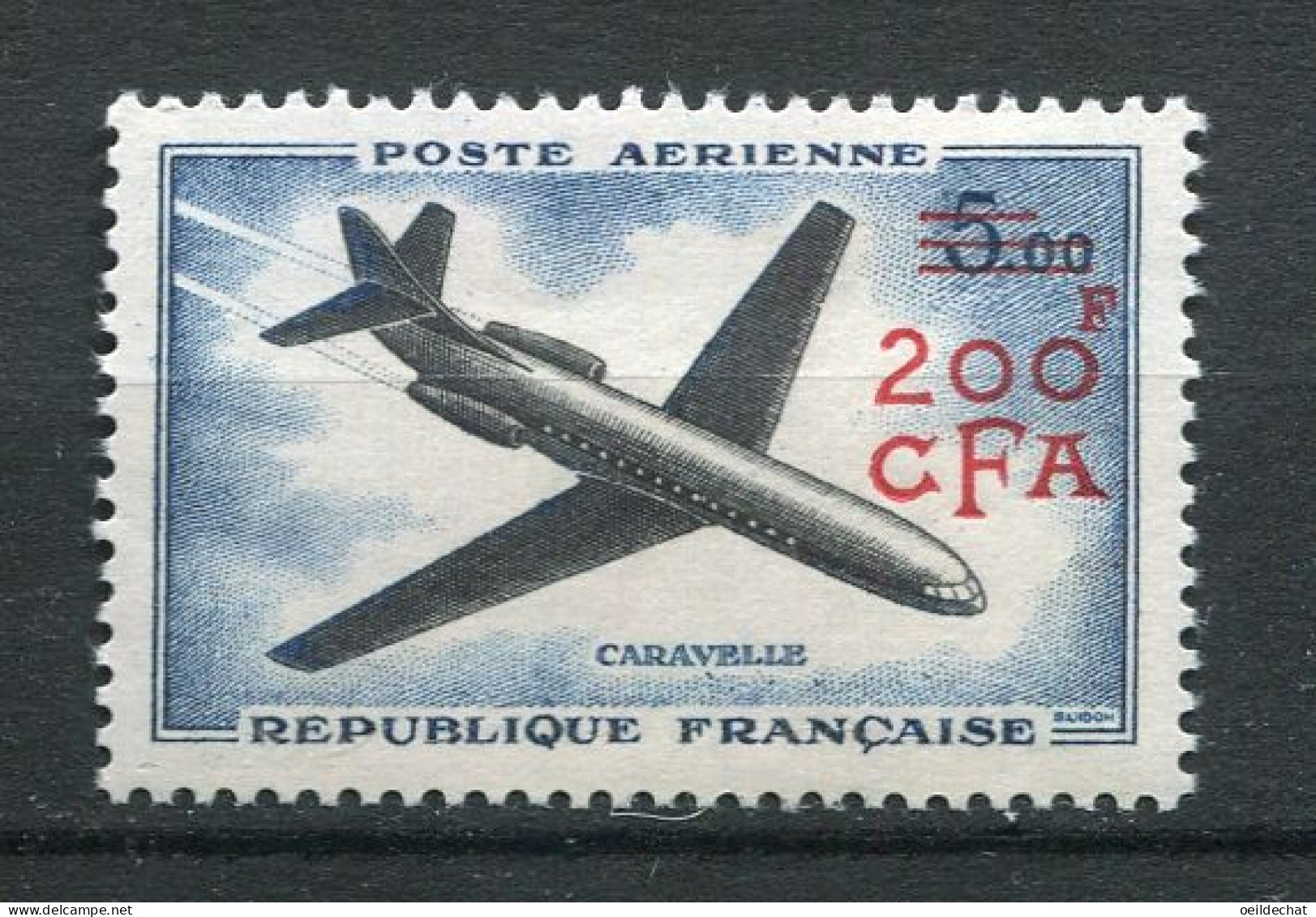 26395 Réunion PA59** 200F S. 5F Caravelle  1961  TB - Poste Aérienne