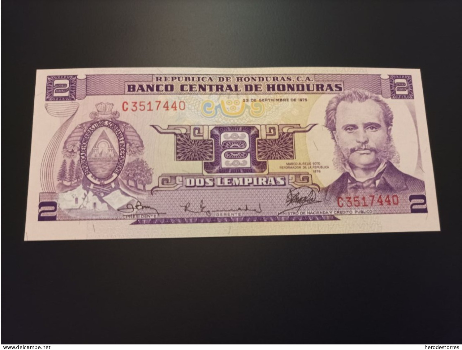 Billete Honduras, 2 Lempiras, Año 1976, UNC - Honduras