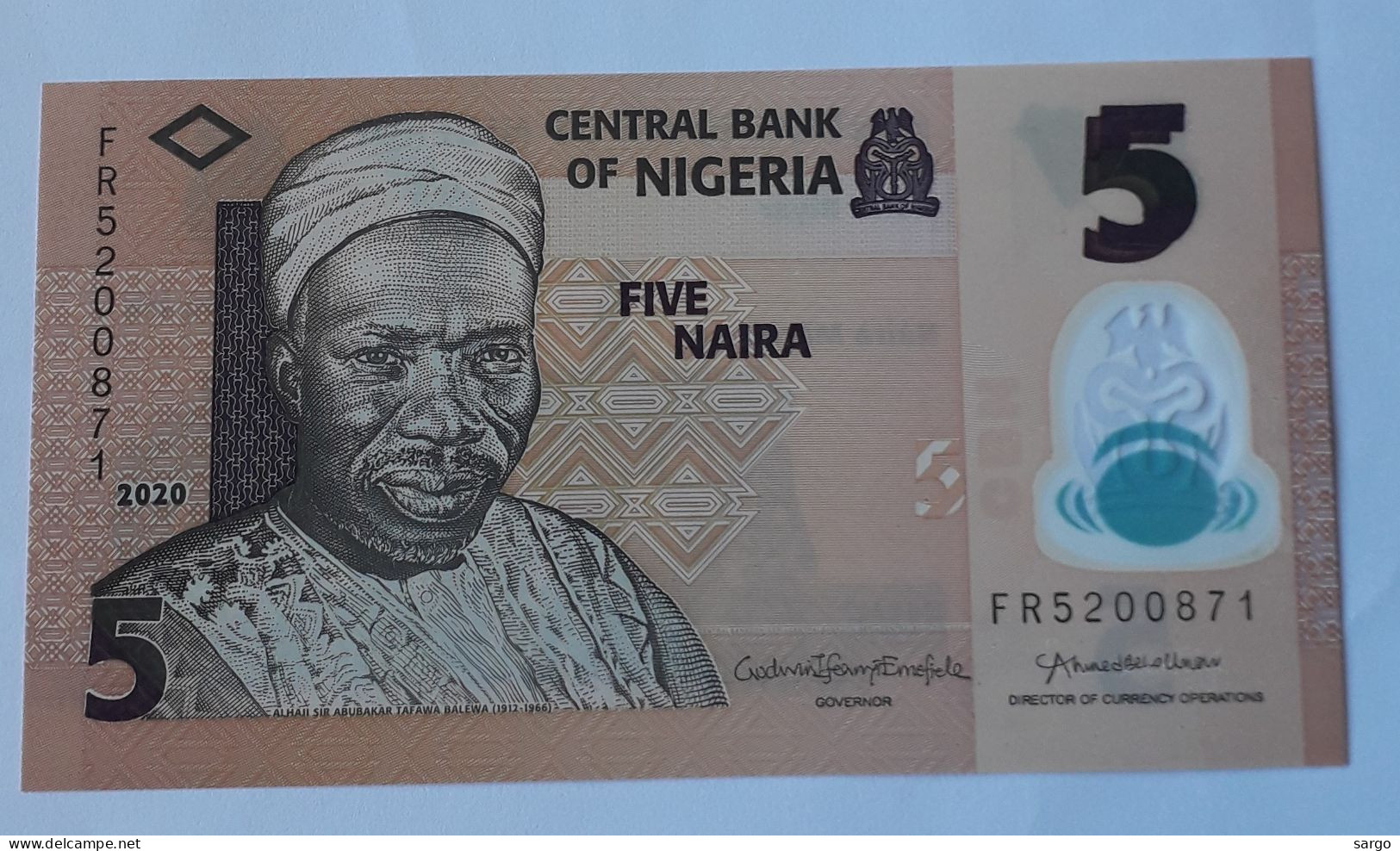 NIGERIA -  5 NAIRA  - 2020 - P 38 - POLYMER - UNC - BANKNOTES - PAPER MONEY - CARTAMONETA - - China