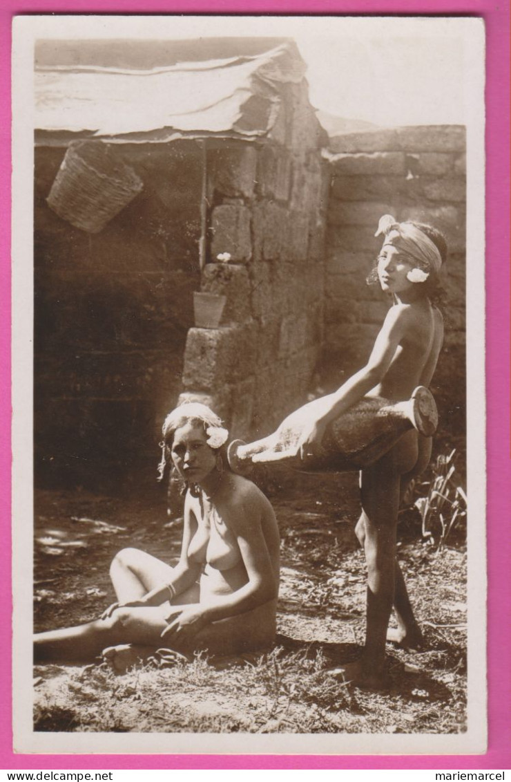 TYPE CHOISI DE L'AFRIQUE DU NORD - Femme Et Fillette Nues - CPM Glacée Petit Format En Noir Et Blanc - Carte Photo - Non Classificati