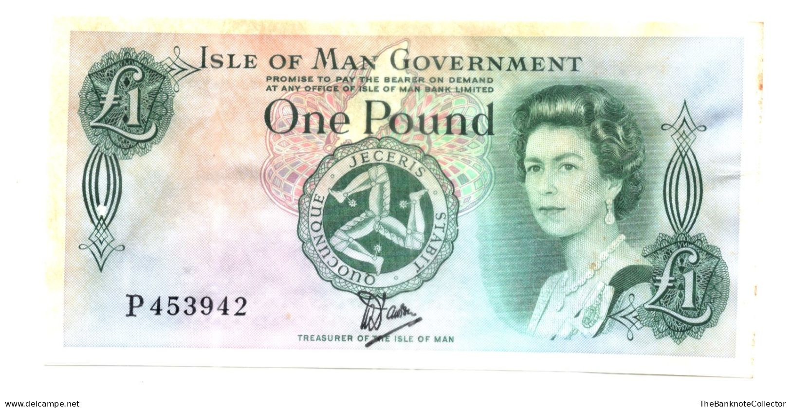 Isle Of Man One (1) Pound  ND1983 Bradvak Polymer QEII P-38 UNC Foxing *Scarce* - 1 Pound