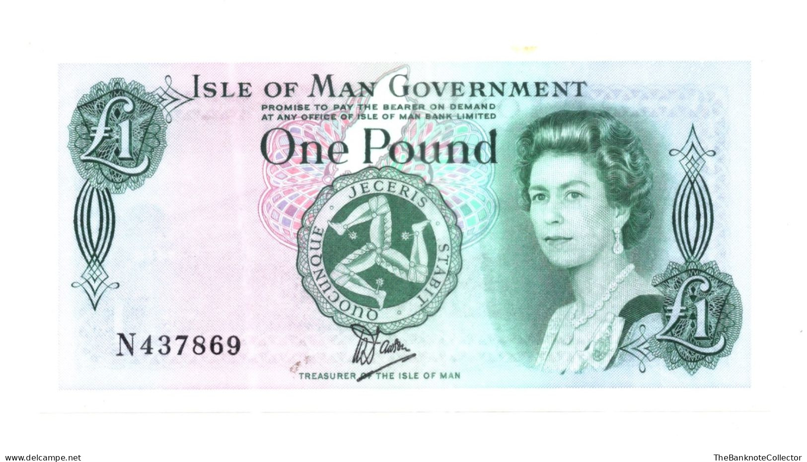 Isle Of Man One (1) Pound  ND1983 Bradvak Polymer QEII P-38 UNC  *Scarce* - 1 Pound