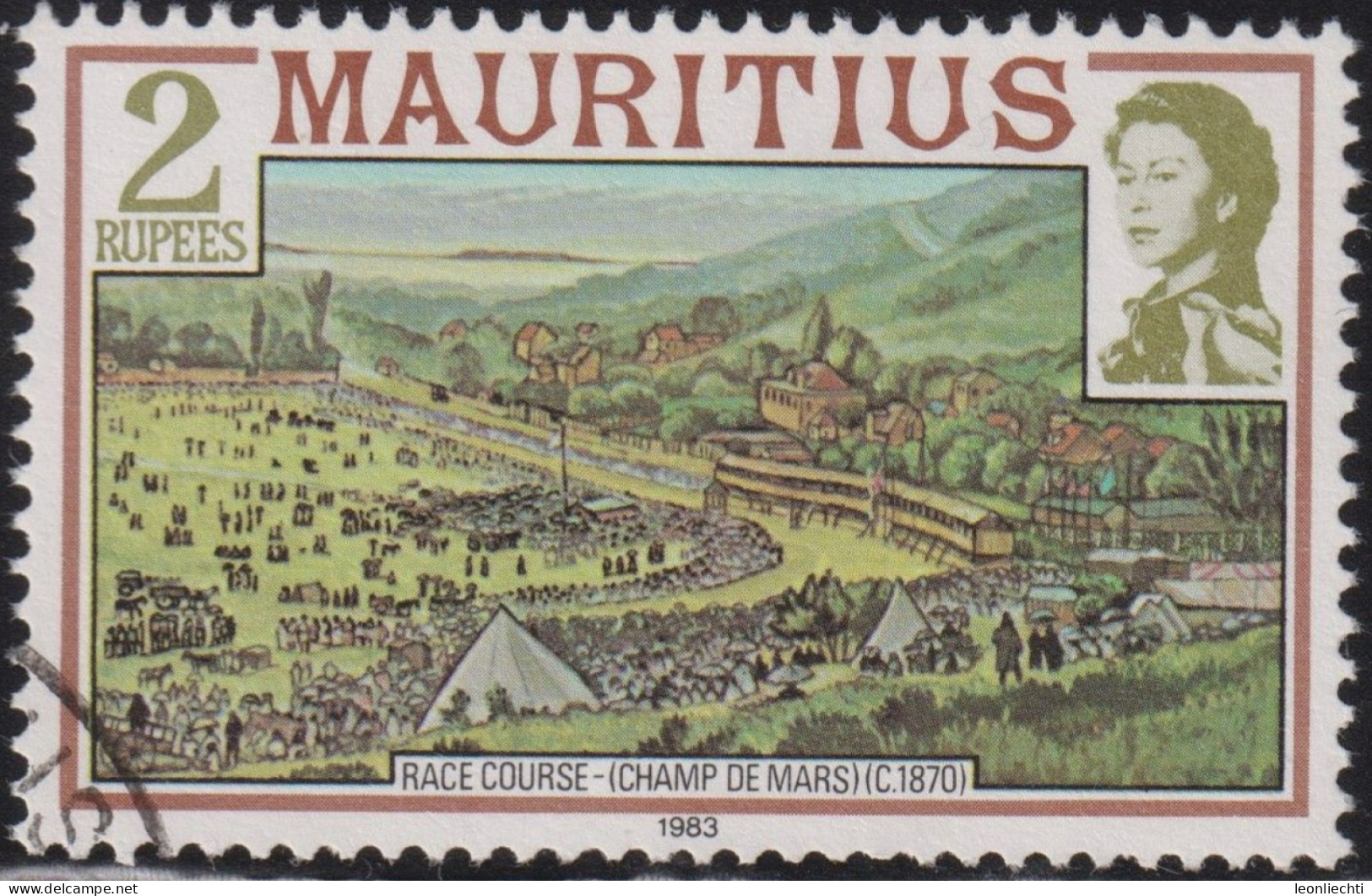 1983 Mauritius° Mi:MU 450II.IXA, Yt:MU 572, Sg:MU 543B, Druckdatum 1983. Horse Races On The Champs De Mars (1870) - Mauricio (1968-...)