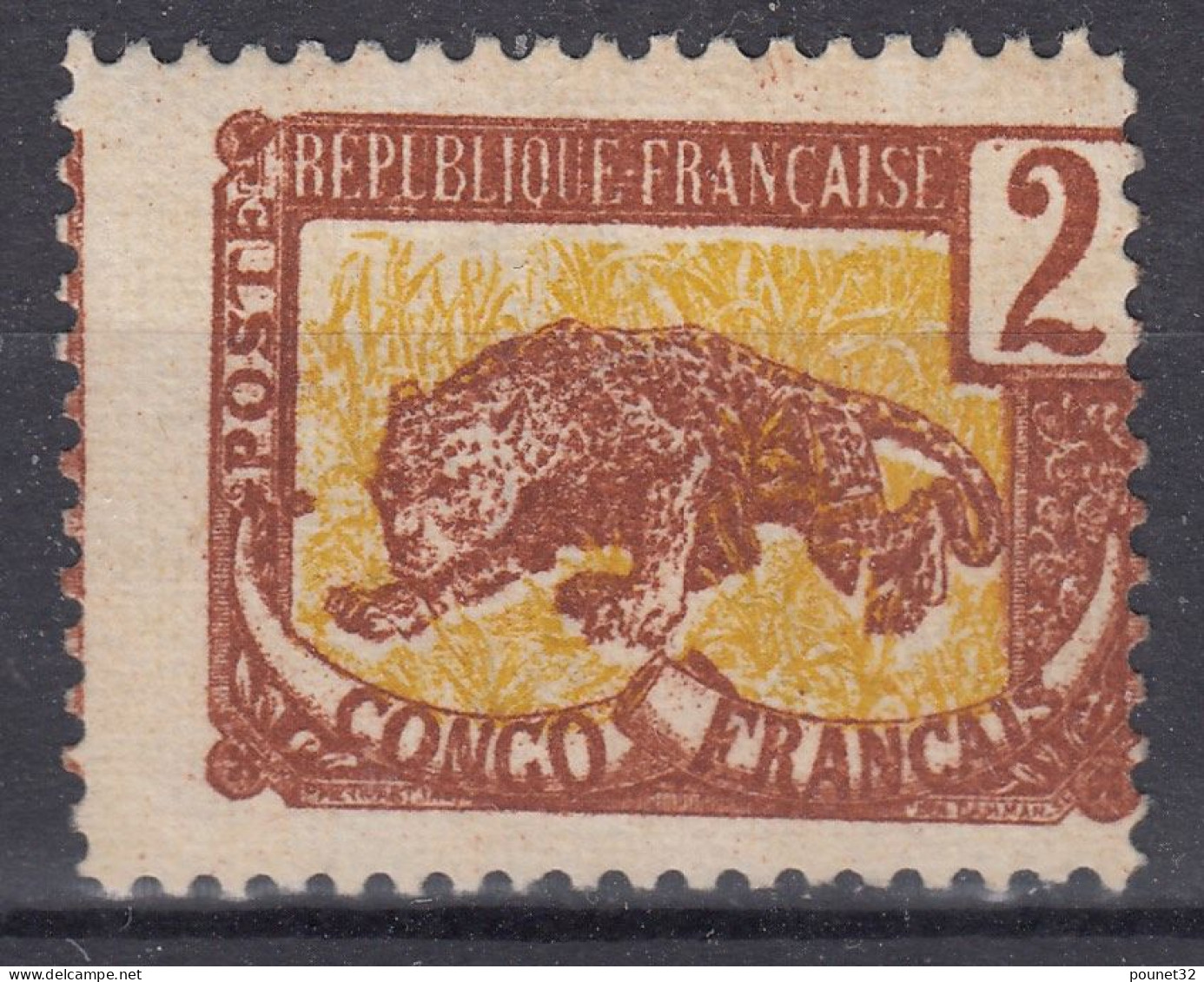 CONGO PANTHERE N° 28f VARIETE PIQUAGE A CHEVAL NEUF ** GOMME SANS CHARNIERE - Unused Stamps