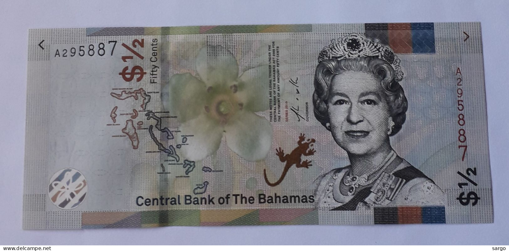 BAHAMAS  - 1/2 DOLLAR  - 2019 - P WA77 - UNC - BANKNOTES - PAPER MONEY - CARTAMONETA - - Bahama's