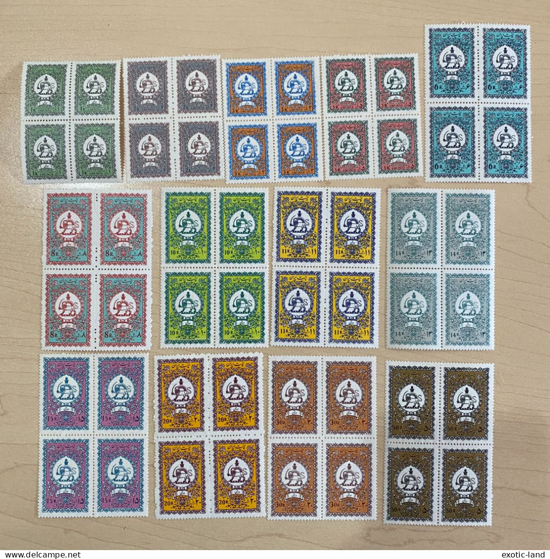 Iran Set Of 13 Revenue Stamps 1977 Full Officials Pahlavi MNH Blocks CV $172 - Iran