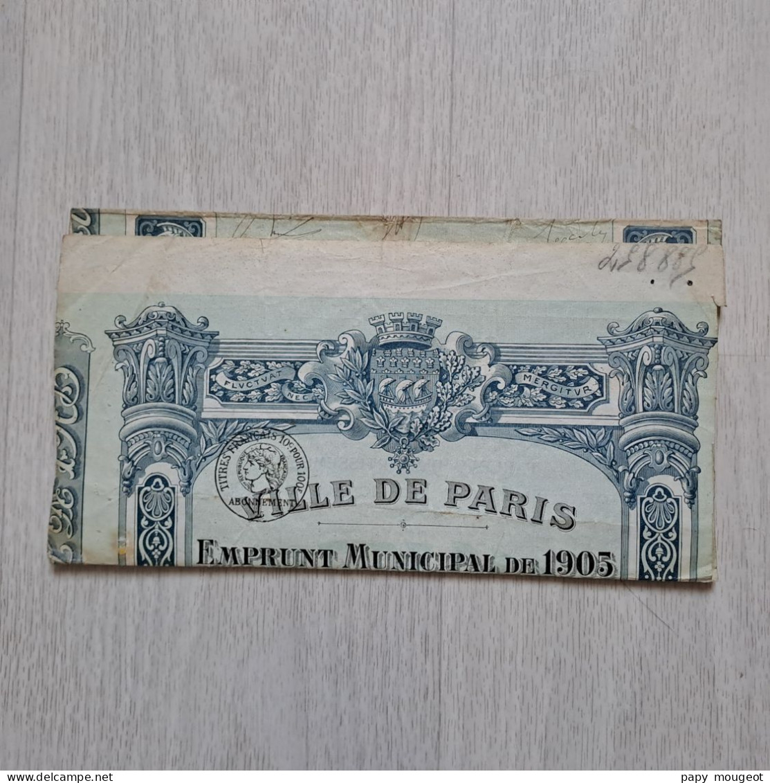 Ville De Paris - Emprunt Municipal De 1905 - Quart D'Obligation Au Porteur N° 244,976 (état) - P - R