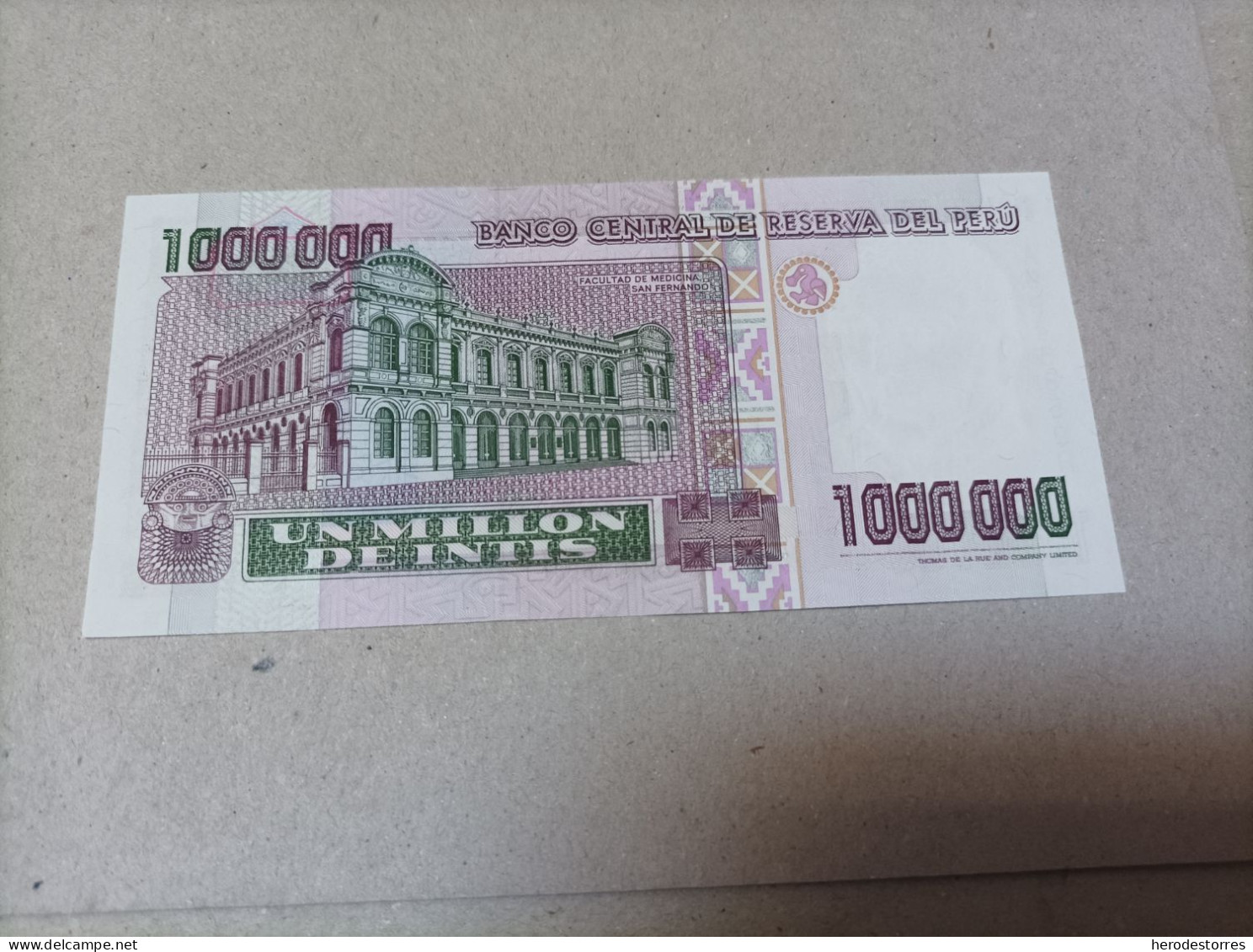 Billete Perú, 1000000 Intis, Año 1990, AUNC - Pérou