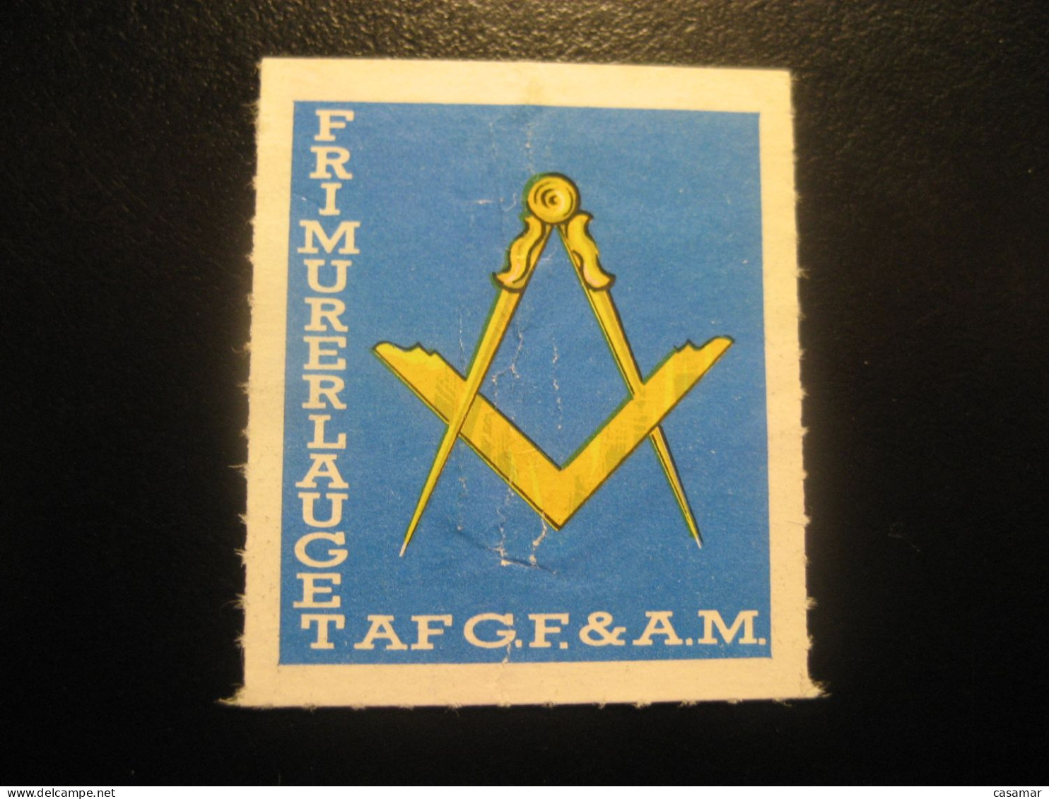 Frimurerlauget AF G.F. & A.M. Freemasonry Masonry Masonic Lodge Perces Zig Zag Poster Stamp Vignette DENMARK Label - Freemasonry