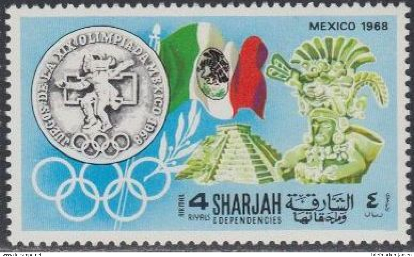 Sharjah Mi.Nr. 501A Geschichte Der Olympischen Spiele, Mexiko 1968 (4) - Sharjah