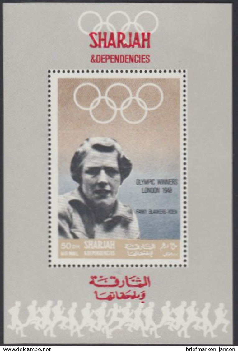 Sharjah Mi.Nr. 511Sb Olympiasiegerin 1948 Fanny Blankers-Koen (50) - Sharjah