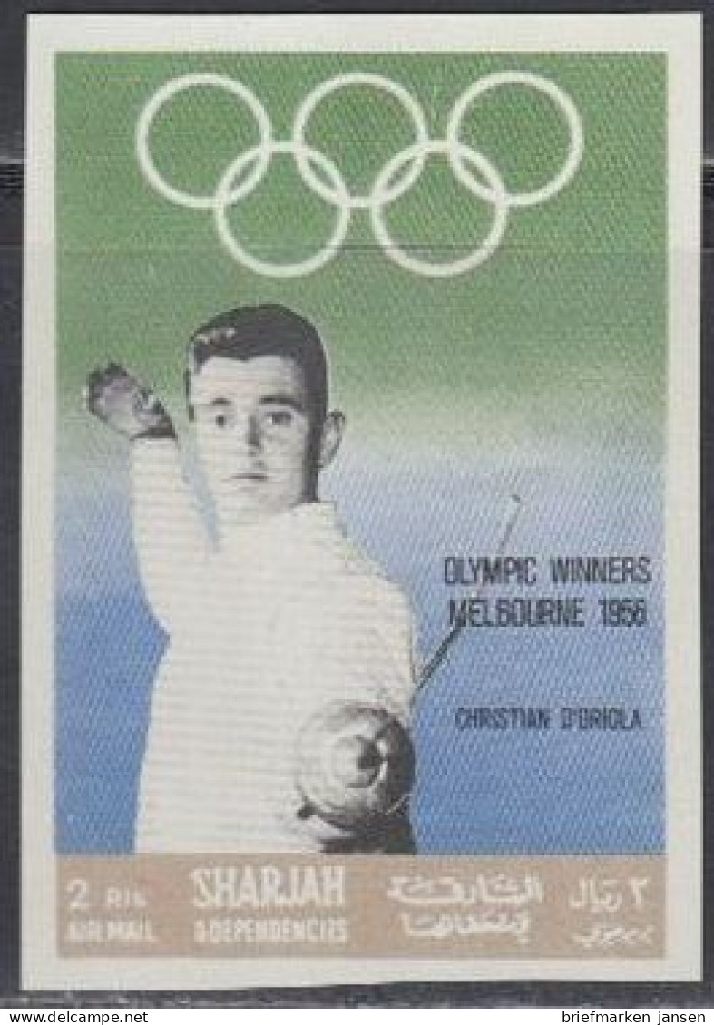Sharjah Mi.Nr. 513B Olympiasieger 1956 Christian D'Oriola (2) - Sharjah