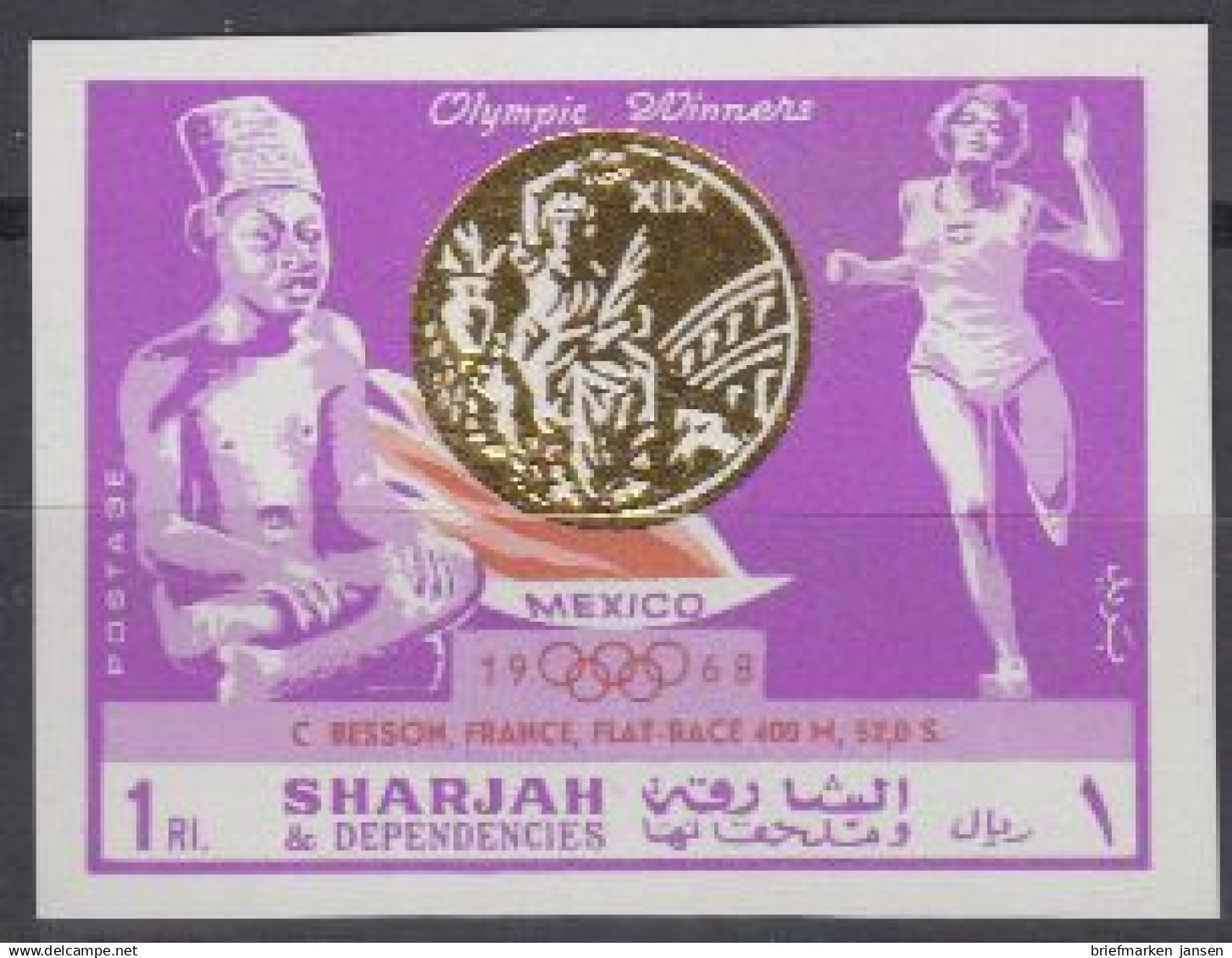 Sharjah Mi.Nr. 521B Olympia 1968 Mexiko, Siegerin Besson (1) - Sharjah