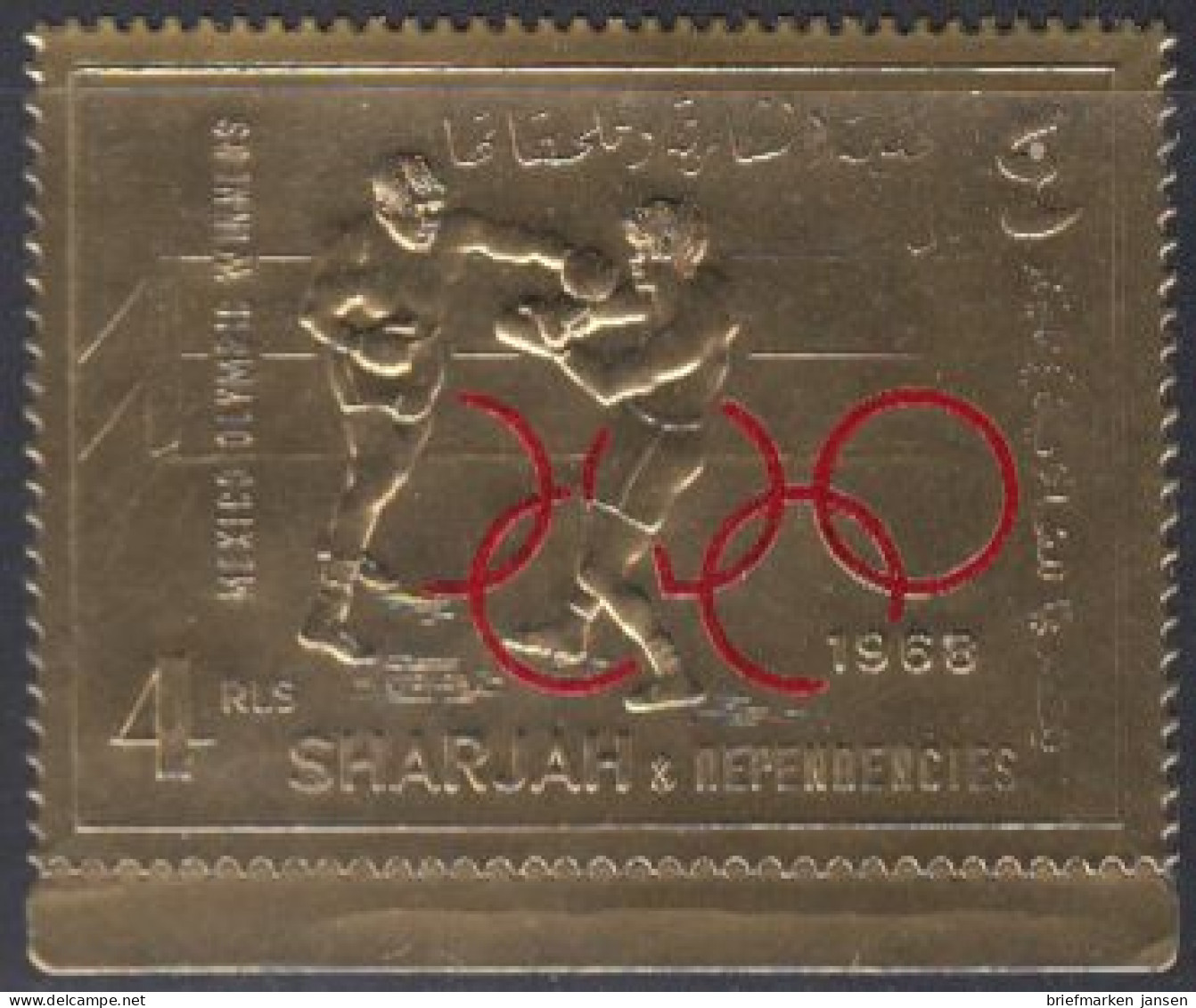 Sharjah Mi.Nr. 526A Olympiasieger 1968 Mexiko, Boxen, Rote Olymp.Ringe (4) - Sharjah