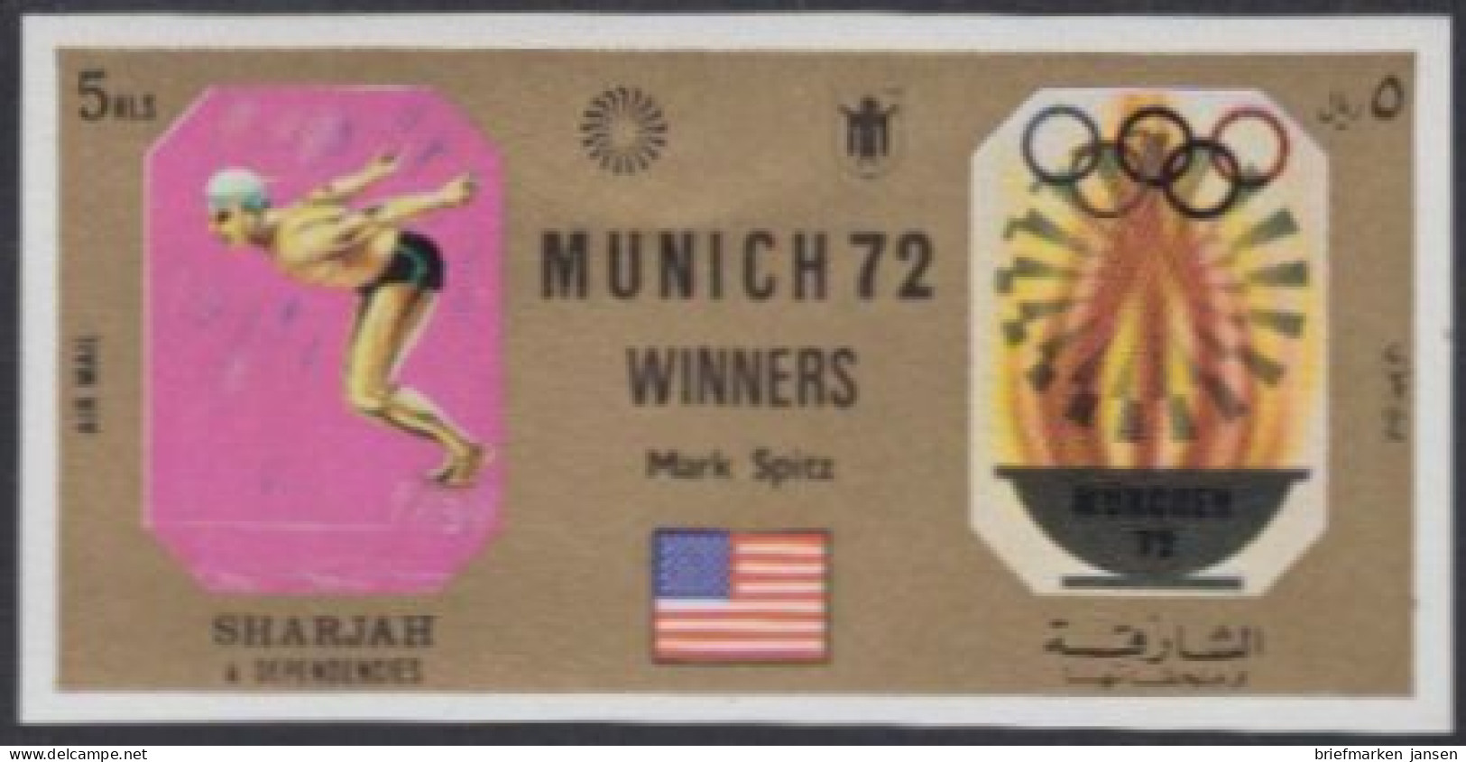 Sharjah Mi.Nr. 1170B Olympia 1972 München, Sieger Mark Spitz (5) - Sharjah