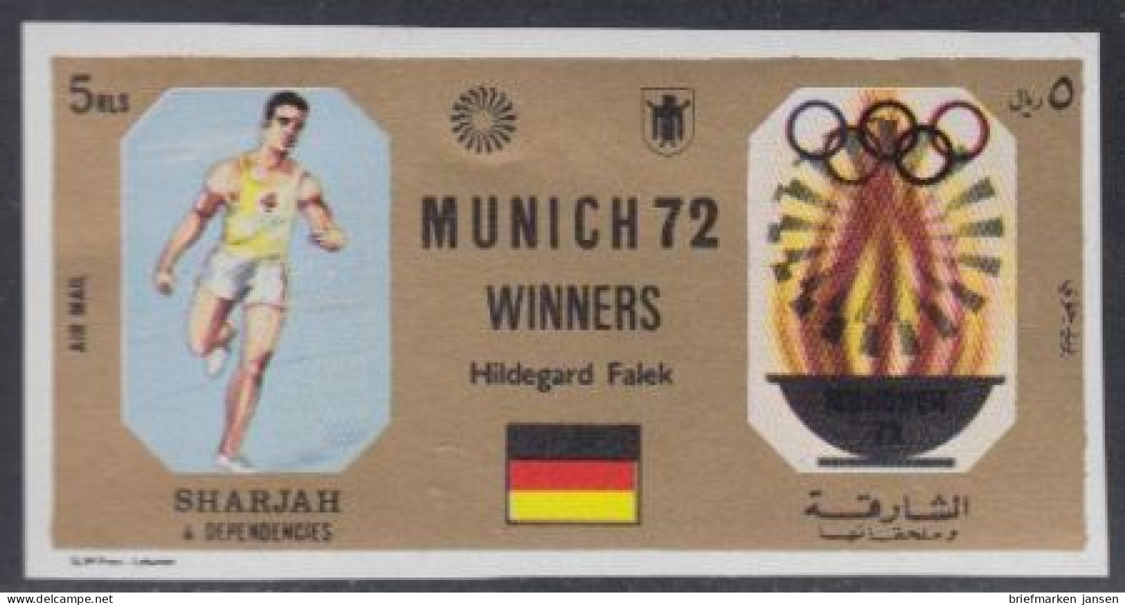 Sharjah Mi.Nr. 1175B Olympia 1972 München, Siegerin Hildegard Falek (Falck?) (5) - Sharjah