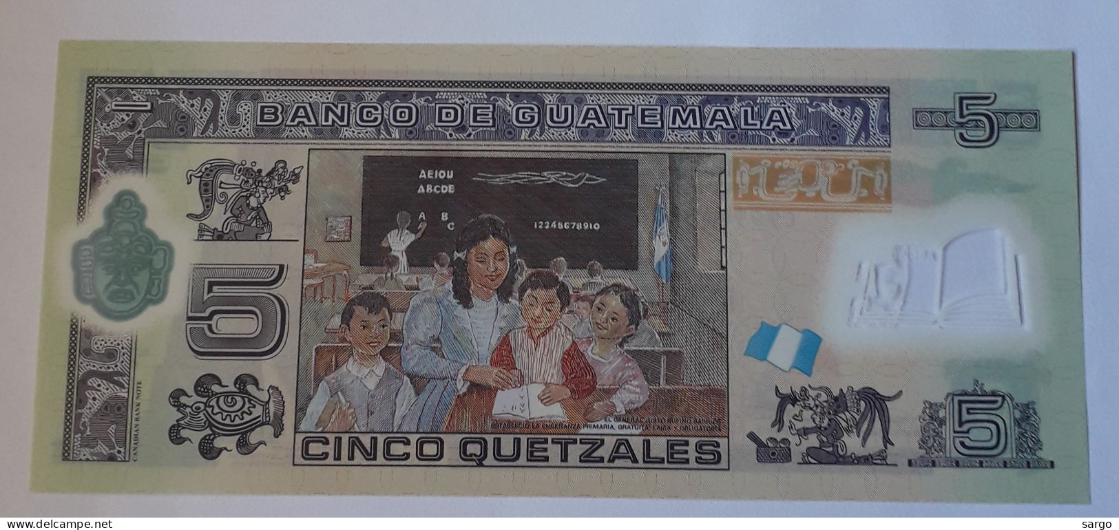 GUATEMALA  - 5 QUETZALES - (2010-20132) - P 122 - UNC -POLYMER -  BANKNOTES - PAPER MONEY - CARTAMONETA - - Guatemala