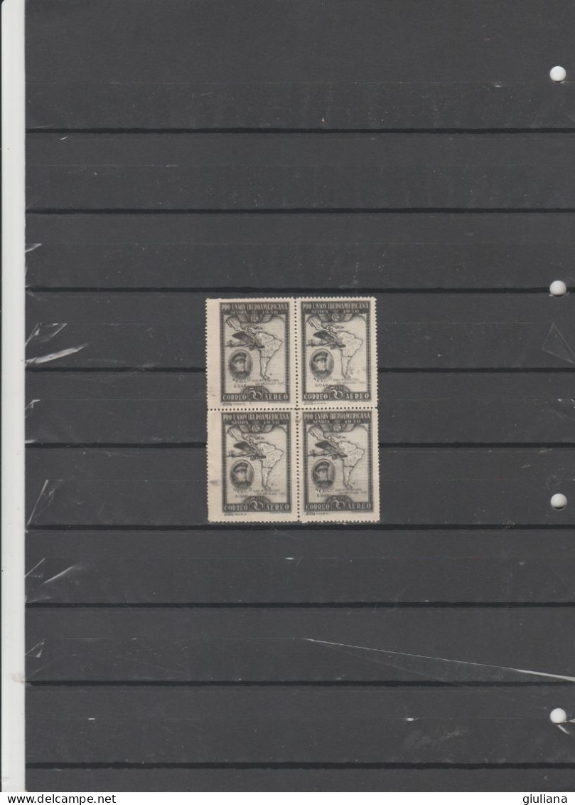 Spagna 1930 - (vert) A78** Blocco Di 4 "Esp. Di Siviglia. Correo Aereo Pro Union Ibero Americana" - 50c Noir Sidar - Unused Stamps