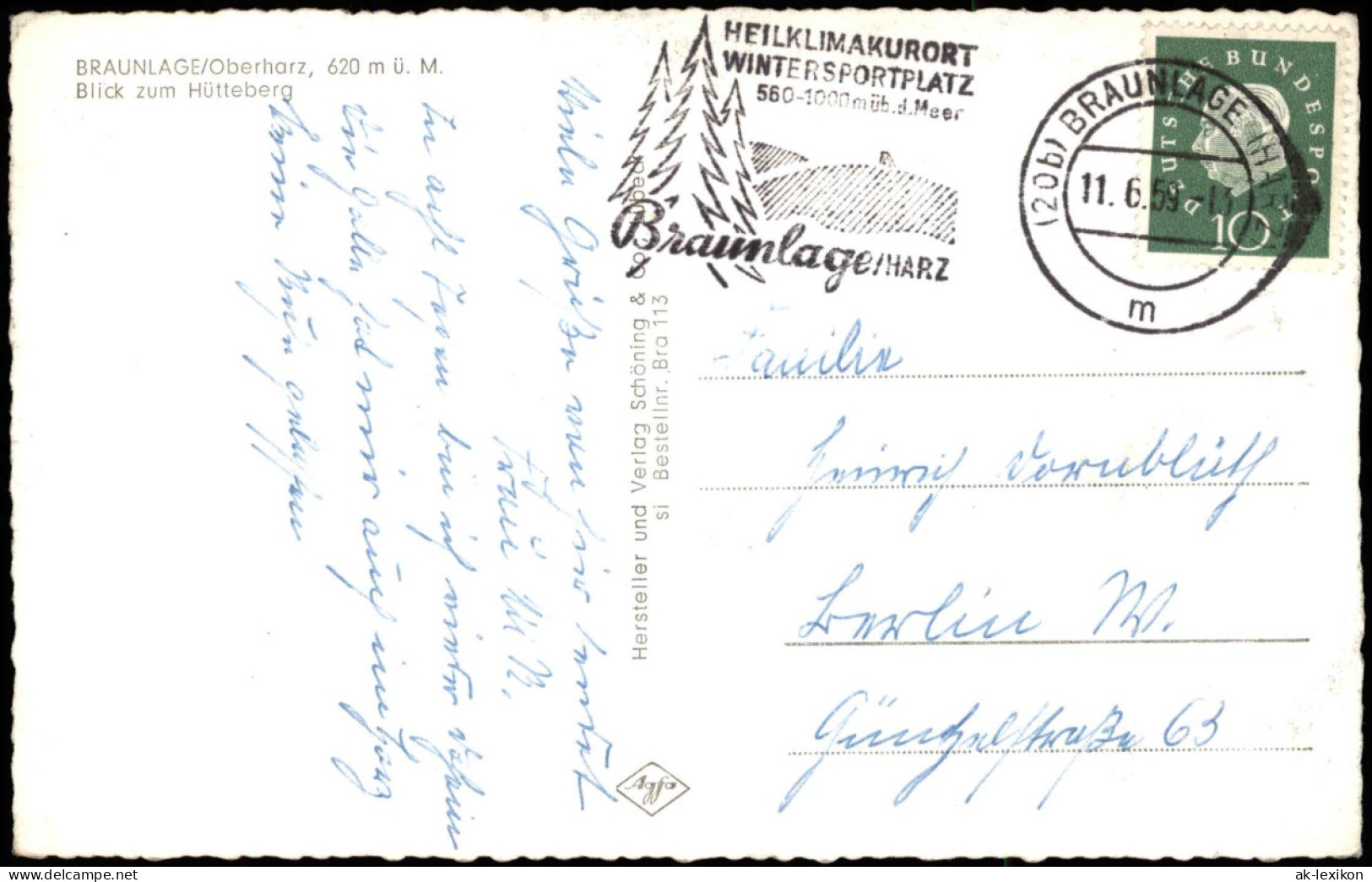 Ansichtskarte Braunlage Stadtpartie 1959 - Braunlage