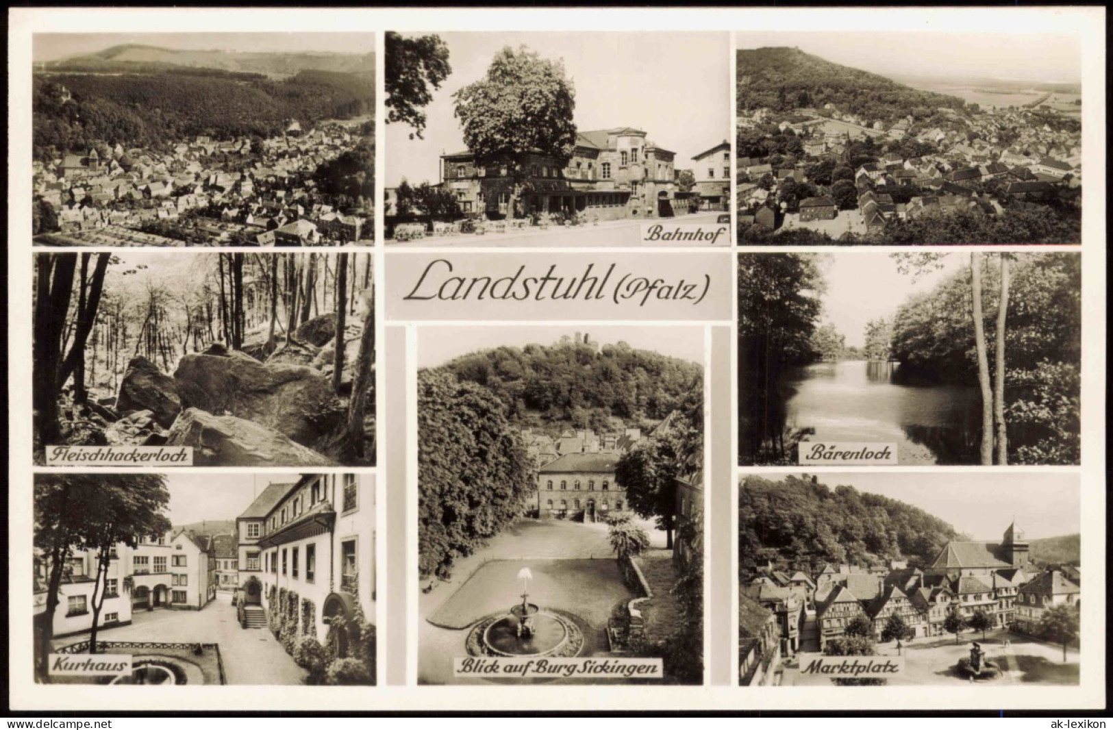 Ansichtskarte Landstuhl Bahnhof Kurhaus Marktplatz MB 1961 - Landstuhl